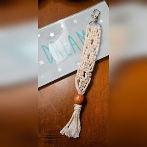 Handmade Macramé Keychain with Wooden Bead
